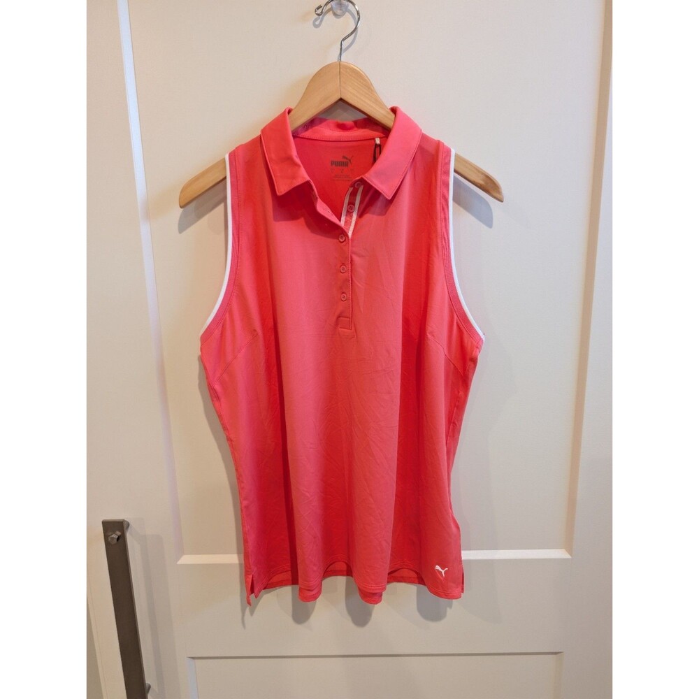 Puma Women's Mattr Peak SL Sleeveless Racerback Polo - Large - Pink